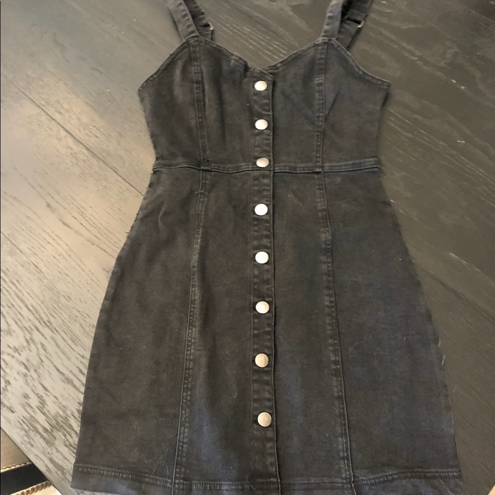 Forever 21 Black Jean Button Down Dress NWT S
